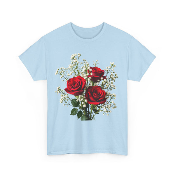 Wildflowers and Red Roses, Graphic T-Shirts for Women, Floral Shirt, Womens Short Sleeve, Ladies Graphic Tees #5127TTS