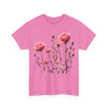 Wildflowers and Pink Roses, Graphic T-Shirts for Women, Floral Shirt, Womens Short Sleeve, Ladies Graphic Tees #5018TTS