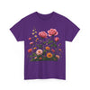 Wildflowers and Pink Roses, Graphic T-Shirts for Women, Floral Shirt, Womens Short Sleeve, Ladies Graphic Tees #5013TTS