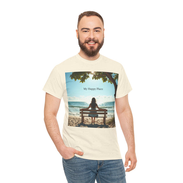 My Happy Place, Woman on Bench, Looking at Waves,  Safe Place T-Shirt, Finding My Happy Place Top, Ocean Waves,  #5003STS