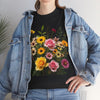 Wildflowers and Pink & Yellow Roses, Graphic T-Shirts for Women, Floral Shirt, Womens Short Sleeve, Ladies Graphic Tees #5150TTS