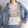 Wildflowers and Orange Roses, Graphic T-Shirts for Women, Floral Shirt, Womens Short Sleeve, Ladies Graphic Tees #5042TTS