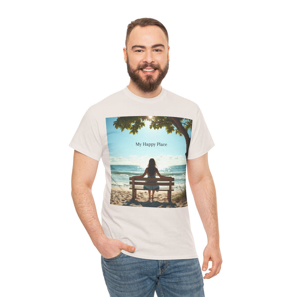 My Happy Place, Woman on Bench, Looking at Waves,  Safe Place T-Shirt, Finding My Happy Place Top, Ocean Waves,  #5003STS