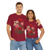 Wildflowers and Pink & Red Roses, Graphic T-Shirts for Women, Floral Shirt, Womens Short Sleeve, Ladies Graphic Tees #5134TTS