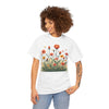 Wildflowers and Orange Roses, Graphic T-Shirts for Women, Floral Shirt, Womens Short Sleeve, Ladies Graphic Tees #5047TTS
