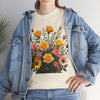 Wildflowers and Pink & Yellow Roses, Graphic T-Shirts for Women, Floral Shirt, Womens Short Sleeve, Ladies Graphic Tees #5141TTS