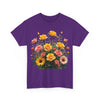 Wildflowers and Pink & Yellow Roses, Graphic T-Shirts for Women, Floral Shirt, Womens Short Sleeve, Ladies Graphic Tees #5141TTS