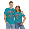 Wildflowers and Pink Roses, Graphic T-Shirts for Women, Floral Shirt, Womens Short Sleeve, Ladies Graphic Tees #5015TTS