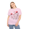 Wildflowers and Pink Roses, Graphic T-Shirts for Women, Floral Shirt, Womens Short Sleeve, Ladies Graphic Tees #5018TTS