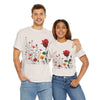 Wildflowers and a Red Rose, Graphic T-Shirts for Women, Floral Shirt, Womens Short Sleeve, Ladies Graphic Tees #5006TTS