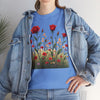 Wildflowers and Red Roses, Graphic T-Shirts for Women, Floral Shirt, Womens Short Sleeve, Ladies Graphic Tees #5032TTS