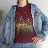 Wildflowers and Red Roses, Graphic T-Shirts for Women, Floral Shirt, Womens Short Sleeve, Ladies Graphic Tees #5032TTS