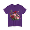 Wildflowers and Red & Pink Roses, Graphic T-Shirts for Women, Floral Shirt, Womens Short Sleeve, Ladies Graphic Tees #5132TTS