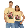 Wildflowers and Red & Pink Roses, Graphic T-Shirts for Women, Floral Shirt, Womens Short Sleeve, Ladies Graphic Tees #5132TTS