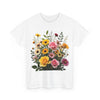 Wildflowers and Pink & Yellow Roses, Graphic T-Shirts for Women, Floral Shirt, Womens Short Sleeve, Ladies Graphic Tees #5150TTS