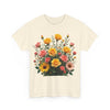 Wildflowers and Pink & Yellow Roses, Graphic T-Shirts for Women, Floral Shirt, Womens Short Sleeve, Ladies Graphic Tees #5141TTS
