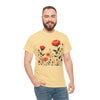Wildflowers and Orange Roses, Graphic T-Shirts for Women, Floral Shirt, Womens Short Sleeve, Ladies Graphic Tees #5043TTS