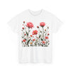 Wildflowers and Pink Roses, Graphic T-Shirts for Women, Floral Shirt, Womens Short Sleeve, Ladies Graphic Tees #5022TTS