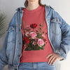 Wildflowers and Red & Pink Roses, Graphic T-Shirts for Women, Floral Shirt, Womens Short Sleeve, Ladies Graphic Tees #5132TTS
