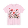 Wildflowers and Pink Roses, Graphic T-Shirts for Women, Floral Shirt, Womens Short Sleeve, Ladies Graphic Tees #5022TTS