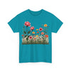 Wildflowers and Pink Roses, Graphic T-Shirts for Women, Floral Shirt, Womens Short Sleeve, Ladies Graphic Tees #5020TTS