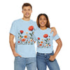 Wildflowers and Orange Roses, Graphic T-Shirts for Women, Floral Shirt, Womens Short Sleeve, Ladies Graphic Tees #5043TTS