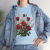 Wildflowers and Red Roses, Graphic T-Shirts for Women, Floral Shirt, Womens Short Sleeve, Ladies Graphic Tees #5130TTS