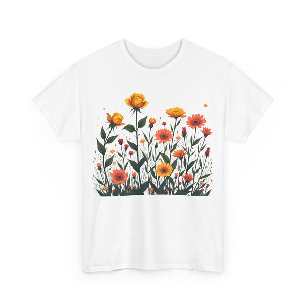 Wildflowers and Yellow Roses, Graphic T-Shirts for Women, Floral Shirt, Womens Short Sleeve, Ladies Graphic Tees #5026TTS