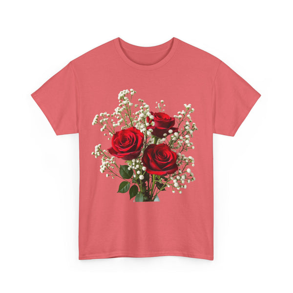 Wildflowers and Red Roses, Graphic T-Shirts for Women, Floral Shirt, Womens Short Sleeve, Ladies Graphic Tees #5127TTS