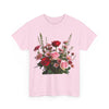 Wildflowers and Red & Pink Roses, Graphic T-Shirts for Women, Floral Shirt, Womens Short Sleeve, Ladies Graphic Tees #5132TTS