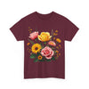 Wildflowers and Pink & Yellow Roses, Graphic T-Shirts for Women, Floral Shirt, Womens Short Sleeve, Ladies Graphic Tees #5146TTS