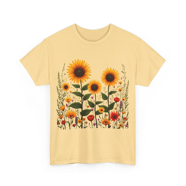 Sunflowers & Wildflowers, Graphic T-Shirts for Women, Floral Shirt, Womens Short Sleeve, Ladies Graphic Tees #5154TTS
