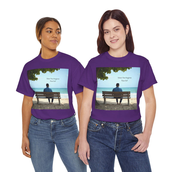 Have You Forgiven Your Ex?  Man on Bench Looking at Waves, Forgiving T-Shirt, Forgiveness, Relationship Healing Top #5005STS