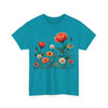 Wildflowers and Orange Roses, Graphic T-Shirts for Women, Floral Shirt, Womens Short Sleeve, Ladies Graphic Tees #5043TTS