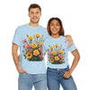 Wildflowers and Pink & Yellow Roses, Graphic T-Shirts for Women, Floral Shirt, Womens Short Sleeve, Ladies Graphic Tees #5141TTS