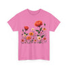 Wildflowers and Orange Roses, Graphic T-Shirts for Women, Floral Shirt, Womens Short Sleeve, Ladies Graphic Tees #5043TTS