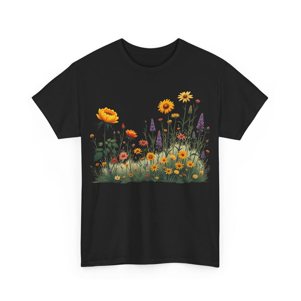Wildflowers and Yellow Roses, Graphic T-Shirts for Women, Floral Shirt, Womens Short Sleeve, Ladies Graphic Tees #5028TTS