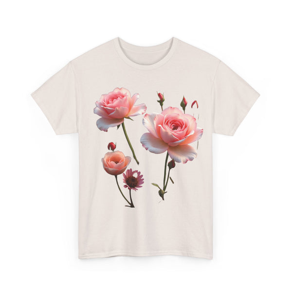 Wildflowers and Pink Roses, Graphic T-Shirts for Women, Floral Shirt, Womens Short Sleeve, Ladies Graphic Tees #5019TTS