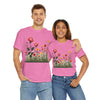 Wildflowers and Pink Roses, Graphic T-Shirts for Women, Floral Shirt, Womens Short Sleeve, Ladies Graphic Tees #5020TTS