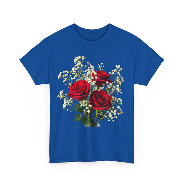 Wildflowers and Red Roses, Graphic T-Shirts for Women, Floral Shirt, Womens Short Sleeve, Ladies Graphic Tees #5127TTS