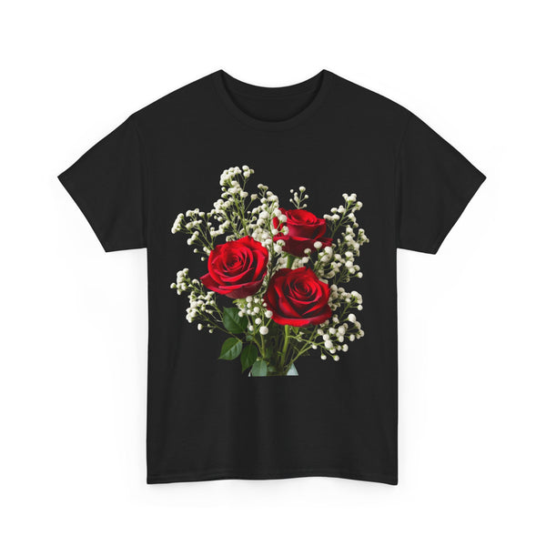 Wildflowers and Red Roses, Graphic T-Shirts for Women, Floral Shirt, Womens Short Sleeve, Ladies Graphic Tees #5127TTS