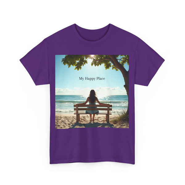 My Happy Place, Woman on Bench, Looking at Waves,  Safe Place T-Shirt, Finding My Happy Place Top, Ocean Waves,  #5003STS
