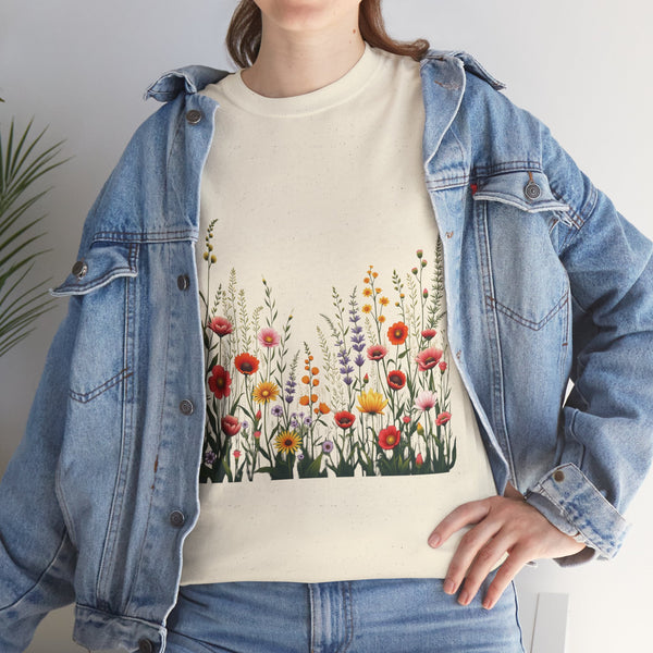 Wildflowers, Graphic T-Shirts for Women, Floral Shirt, Womens Short Sleeve, Ladies Graphic Tees #5104TTS