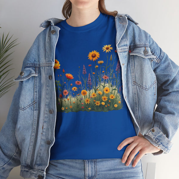Wildflowers and Yellow Roses, Graphic T-Shirts for Women, Floral Shirt, Womens Short Sleeve, Ladies Graphic Tees #5028TTS