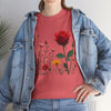 Wildflowers and a Red Rose, Graphic T-Shirts for Women, Floral Shirt, Womens Short Sleeve, Ladies Graphic Tees #5006TTS