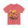 Wildflowers and Pink & Yellow Roses, Graphic T-Shirts for Women, Floral Shirt, Womens Short Sleeve, Ladies Graphic Tees #5146TTS