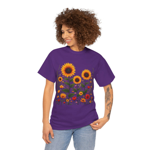 Sunflowers & Wildflowers, Graphic T-Shirts for Women, Floral Shirt, Womens Short Sleeve, Ladies Graphic Tees #5154TTS