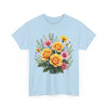 Wildflowers and Yellow Roses, Graphic T-Shirts for Women, Floral Shirt, Womens Short Sleeve, Ladies Graphic Tees #5135TTS