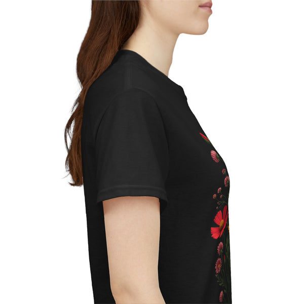 Wildflowers and Red Roses, Graphic T-Shirts for Women, Floral Shirt, Womens Short Sleeve, Ladies Graphic Tees #5034TTS