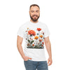 Wildflowers and Orange Roses, Graphic T-Shirts for Women, Floral Shirt, Womens Short Sleeve, Ladies Graphic Tees #5044TTS